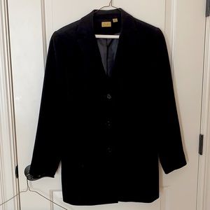Black pants suit.  Jacket and matching dress pants